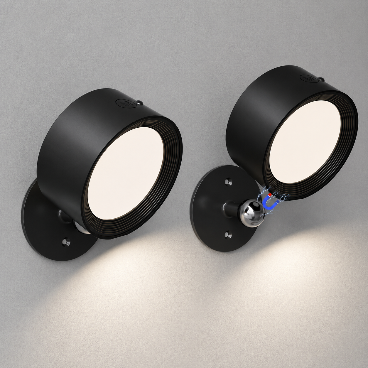 Luz Led Pared Nocturna 360 Doble Cabeza Recargable