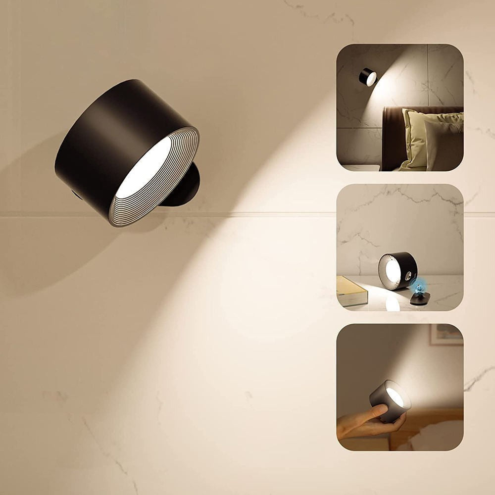 Luz Led Pared Nocturna 360 Doble Cabeza Recargable